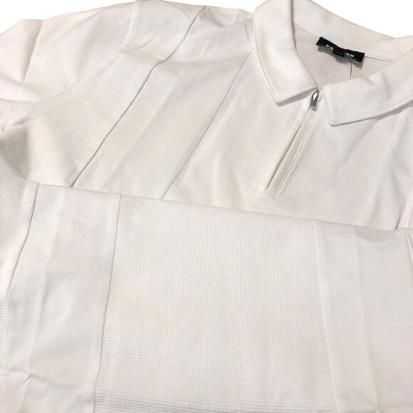 NEW Express White Polo Shirt Mens XL Waffle Pieced Zip Polo Panel 1/4 Zipper - Picture 5 of 10